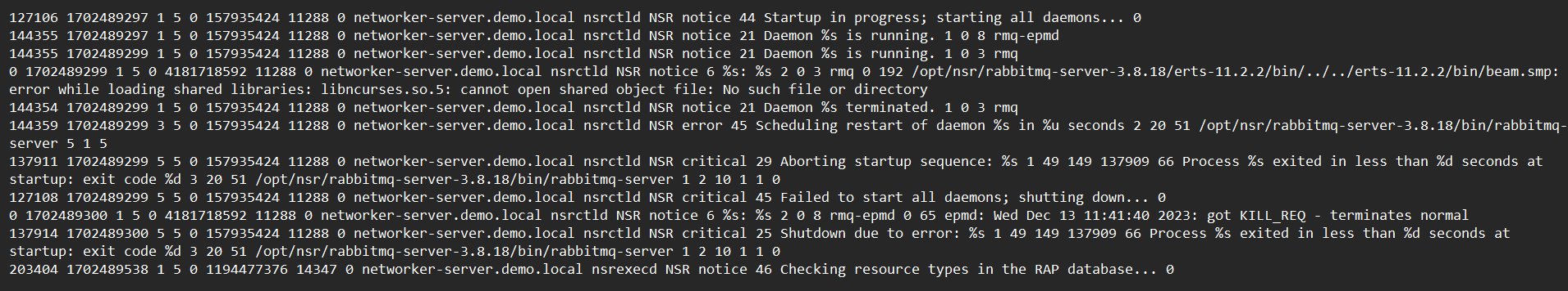 daemon.raw Protokolle vom NW-Server