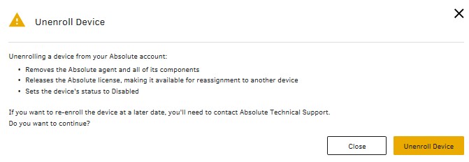 Unenroll Device button