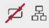 Server connection icon with a red line through it