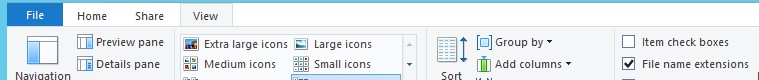 File Name Extensions from Windows Explorer