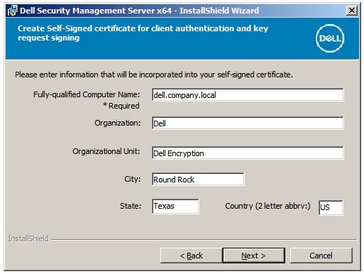 Processo de certificado autoassinado