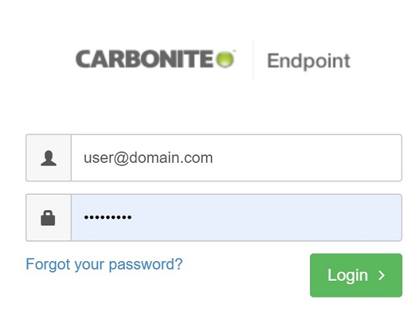 Image depicts the Carbonite Endpoint administration console.