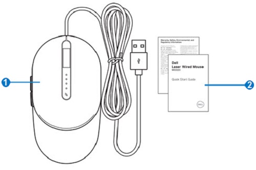 Contenuto della confezione del mouse Dell MS3220