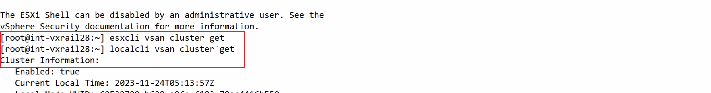 Execute o comando esxcli e ele travou, mas localcli funciona