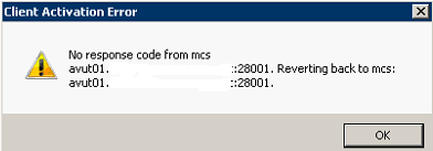 Chyba aktivace klienta