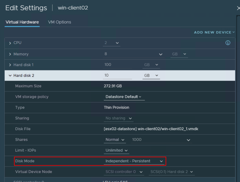 Itsenäisen levyn asetus VMwaressa