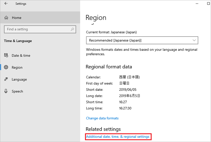 Configurações relacionadas à região