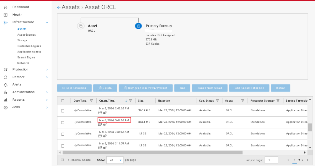 Copias en recursos en PowerProtect Data Manager