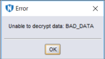 带有BAD_DATA的弹出窗口