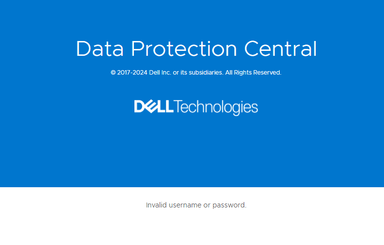 Screenshot of error message