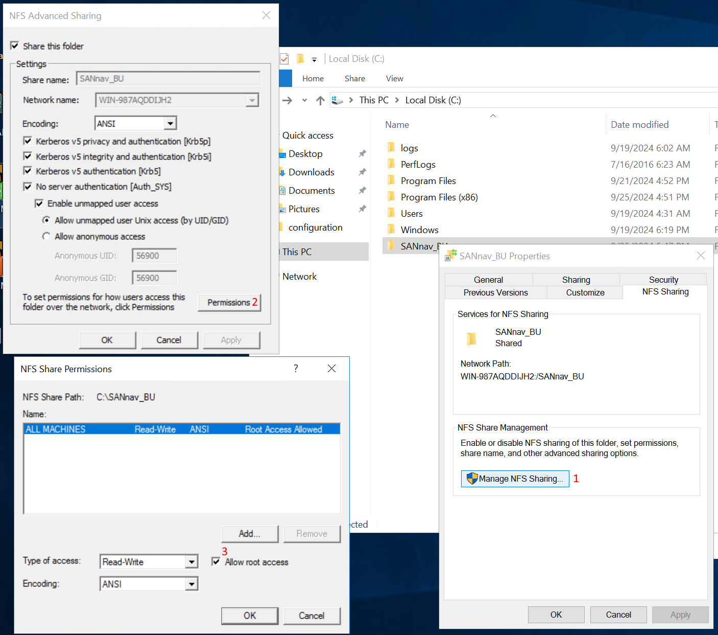 Permisos de recurso compartido NFS