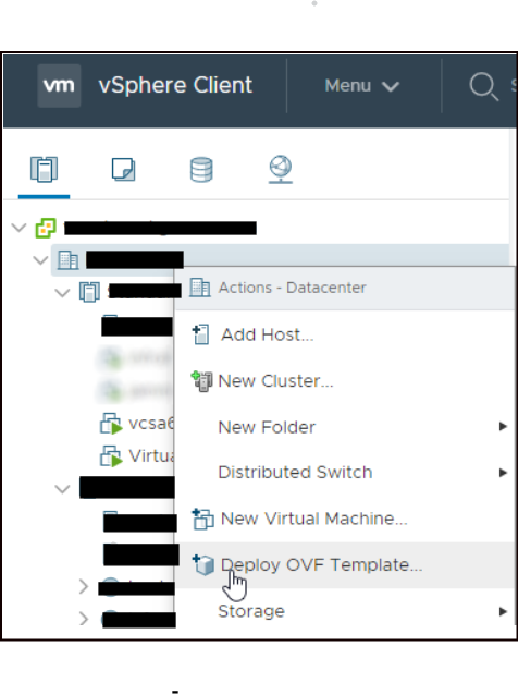 Menu Deploy OVF Template