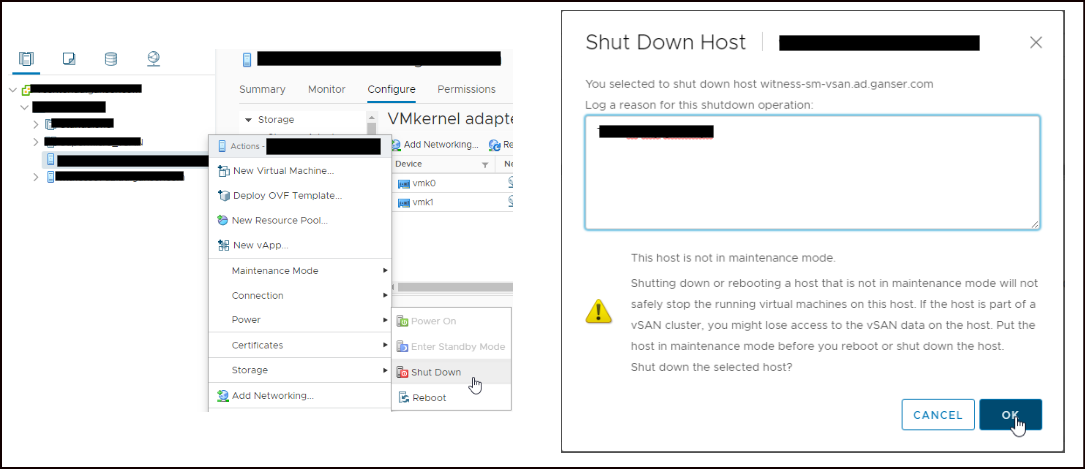 Avviso di arresto dell'host
