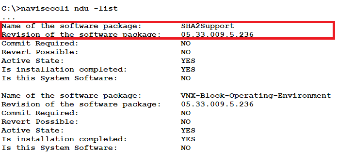 Verifica dell'esistenza del pacchetto di supporto SHA-2 mediante CLI