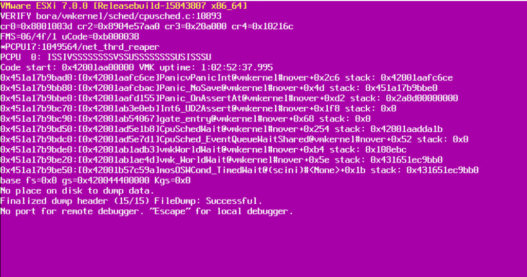 Server Psod PSOD do VMware PowerFlex no ESXi 6.7 P02 ou posterior, inclusive ESXi 7 ...