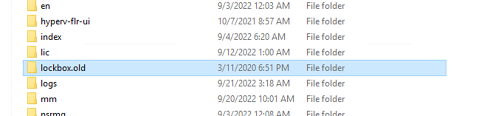 既存のロックボックス フォルダー