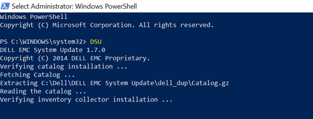 DSU çalıştırmasının Powershell örneği