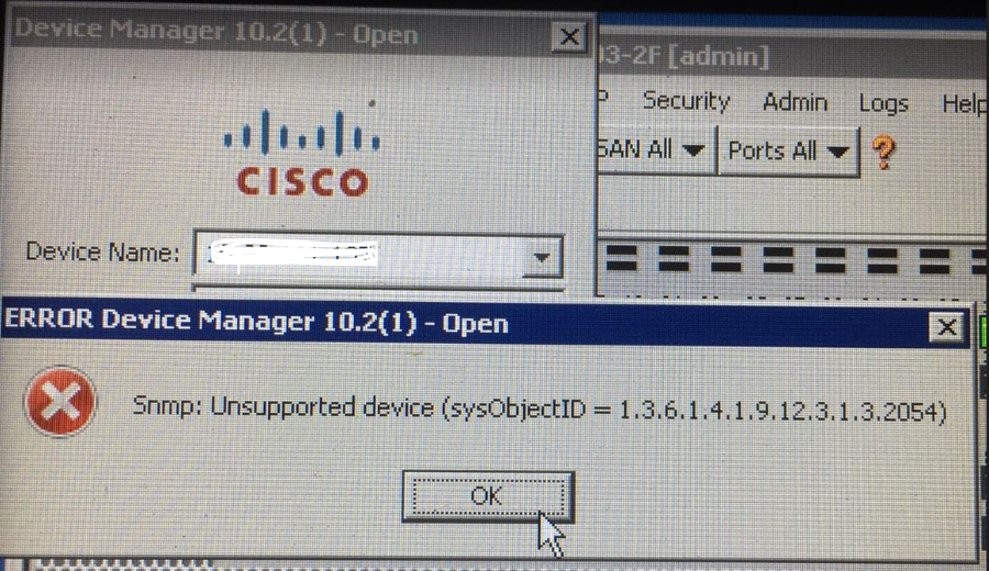 Fel på Cisco Device Manager