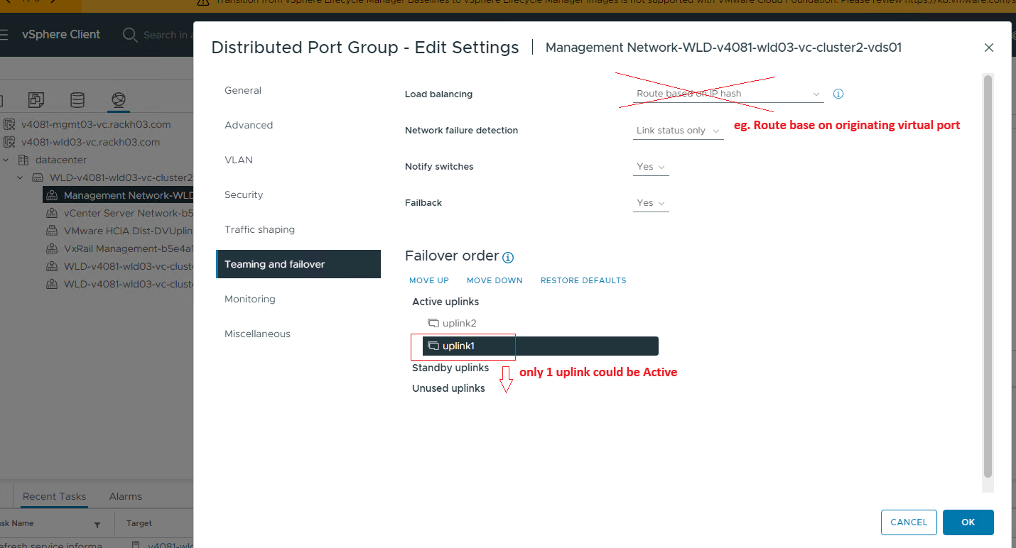 Changing the load balancing