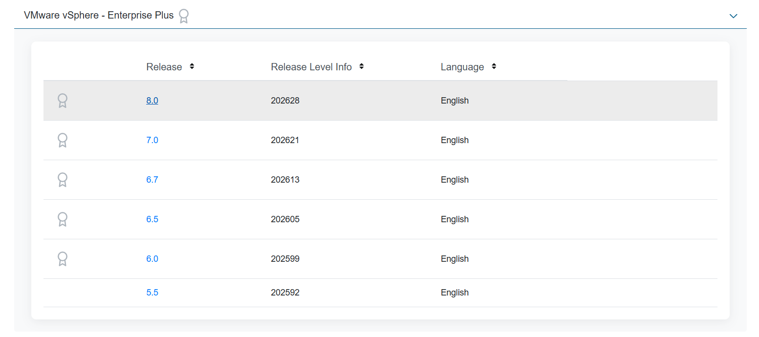 ESXi 이미지 버전 