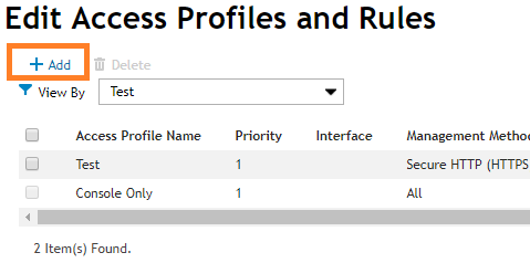 Botón Add en Edit Access Profiles and Rules