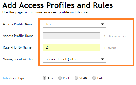 Configuración de perfiles y reglas de acceso