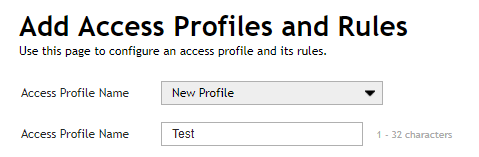 [Add Access Profiles and Rules] ウィンドウ