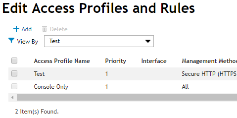 Janela Edit Access Profiles and Rules