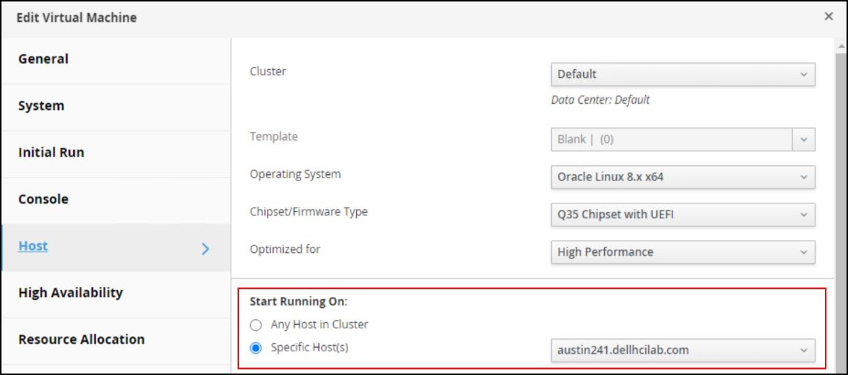 Auswahl der VM für die Ausführung auf einem bestimmten Host im Cluster