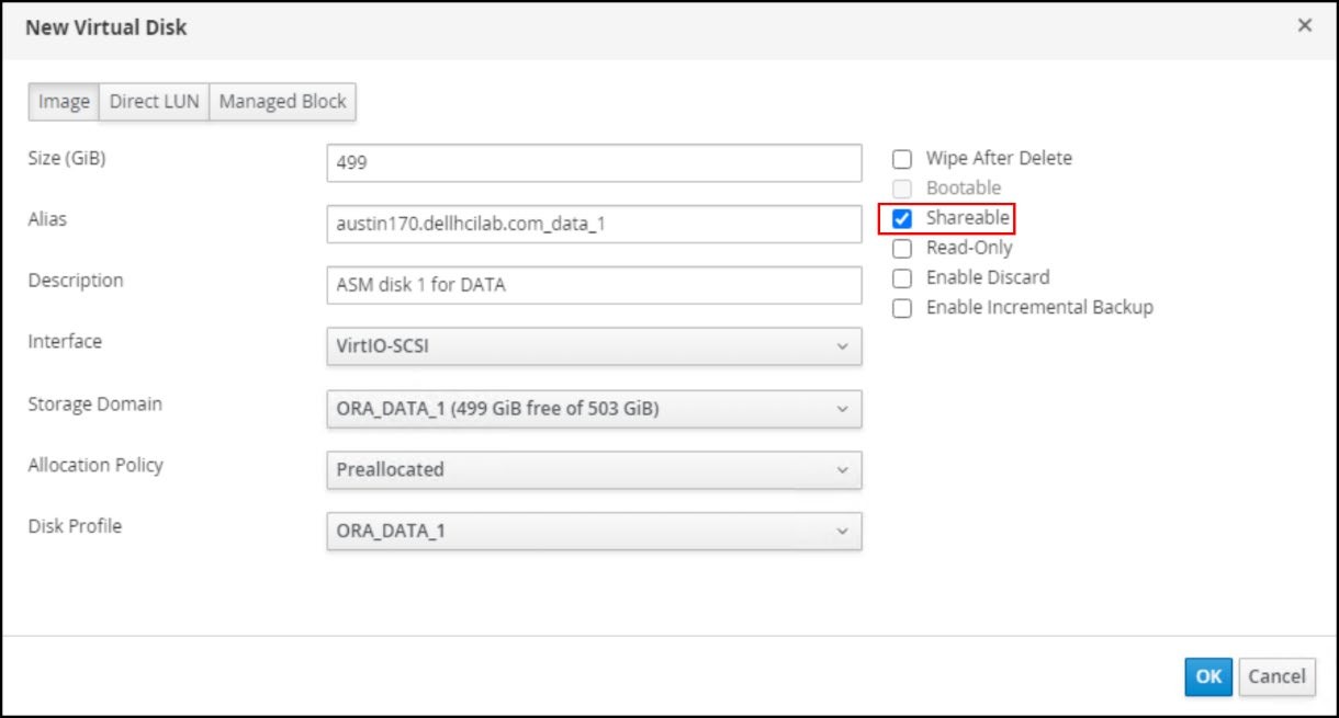ASM-disker som kan deles for Oracle RAC-databaseinstallasjon