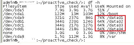 Avamar-datapartitionerne viser et meget højere pladsforbrug