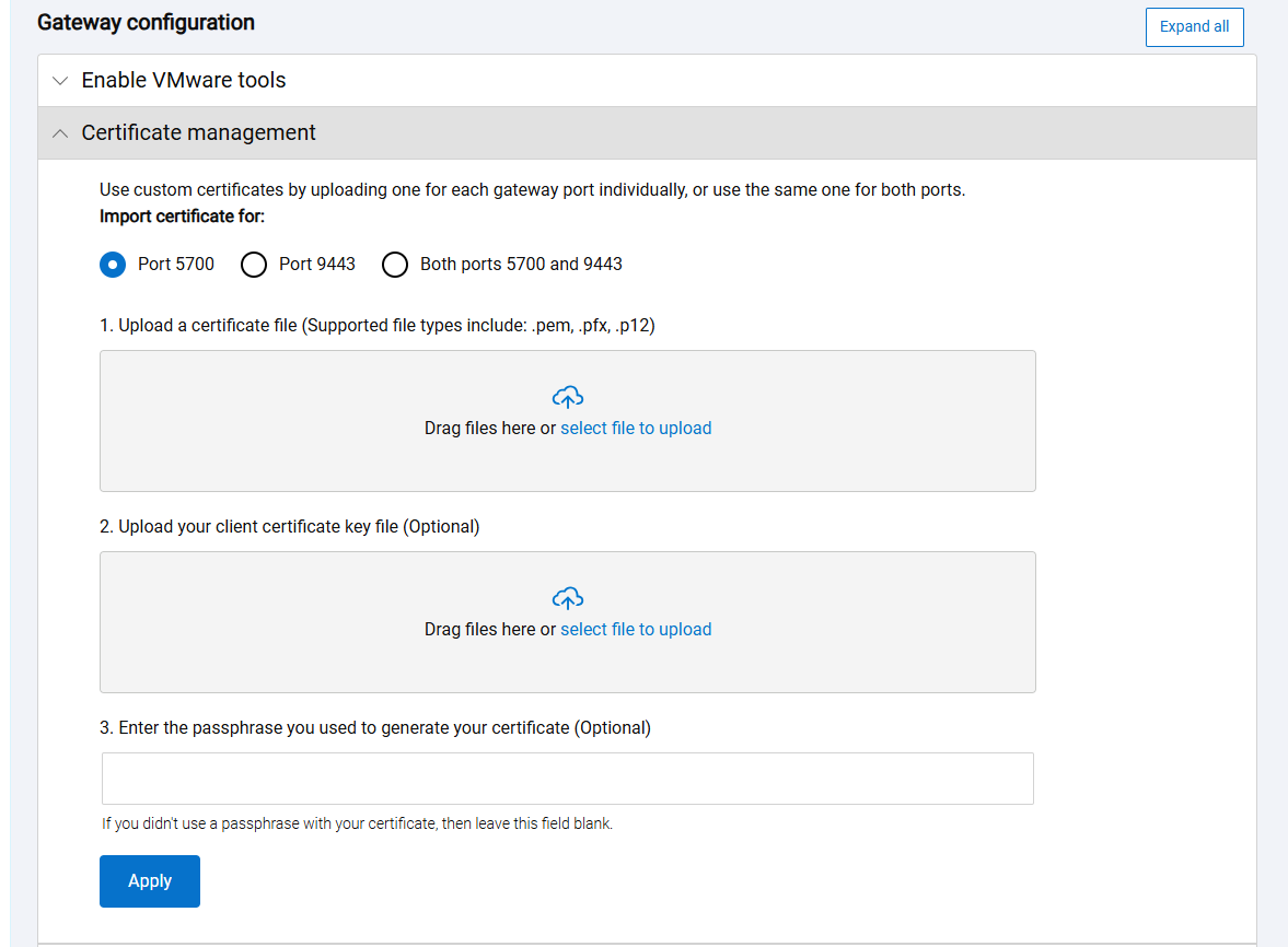 Configurazione gateway SCG