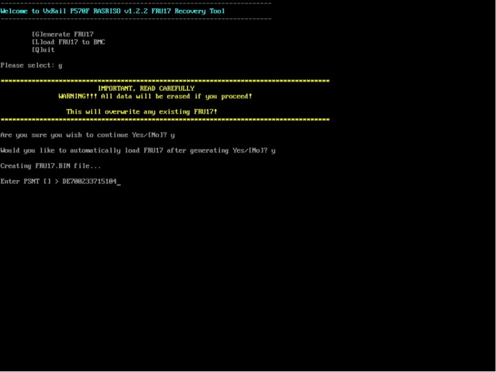 Screenshot showing the PSNT enter prompt.