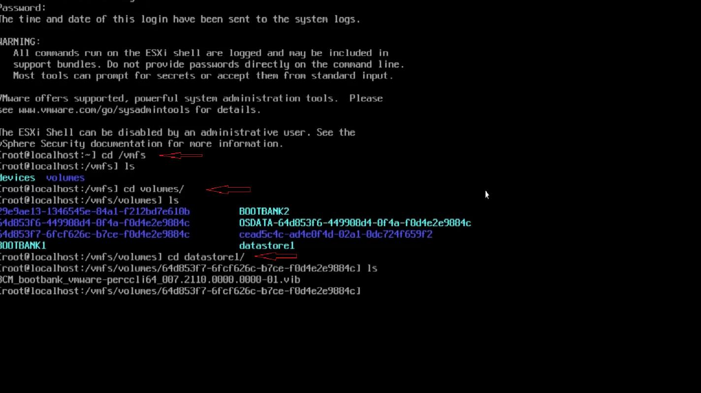 List content of datastore to verify file is uploaded.