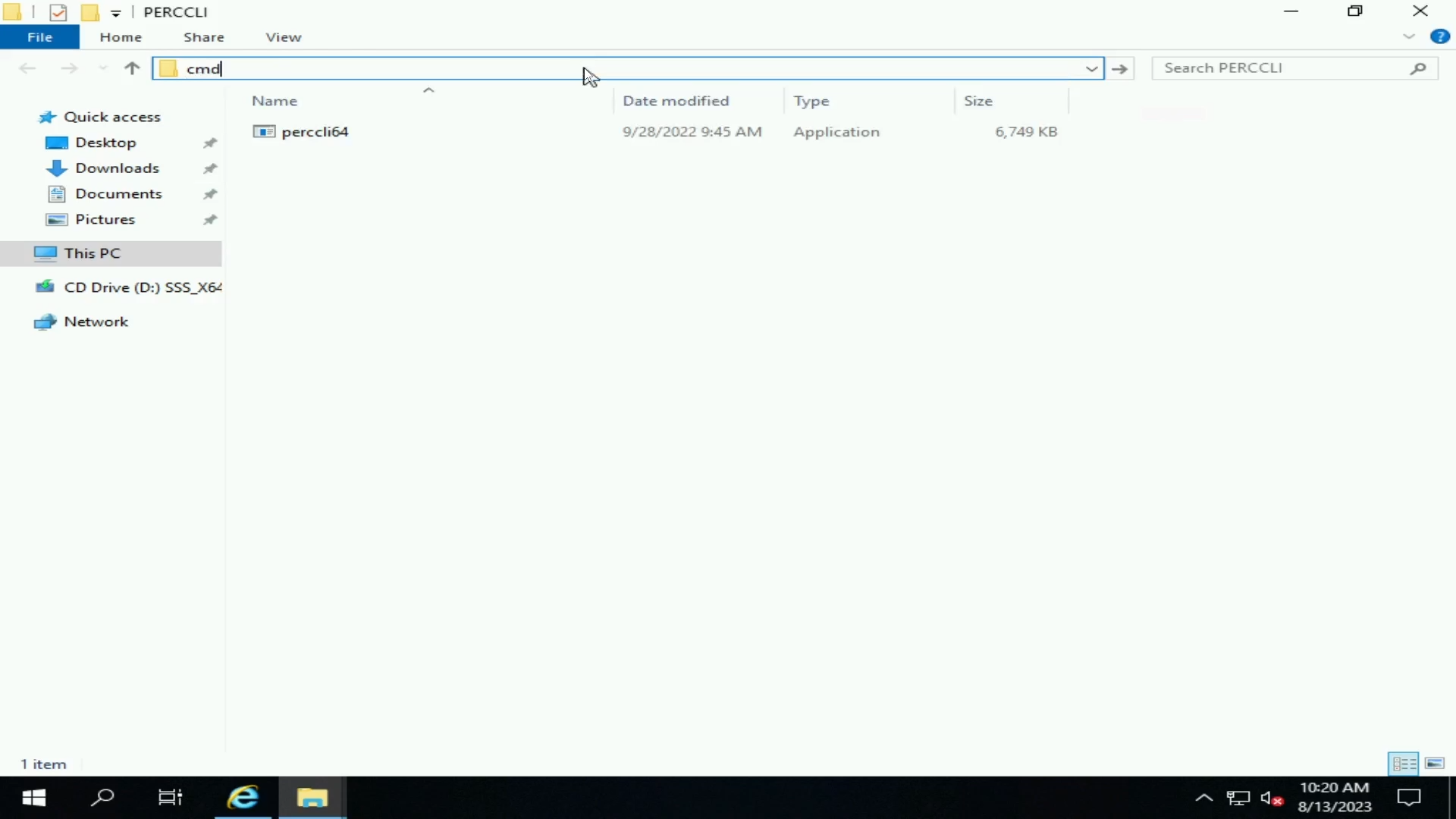 Extracted PERCCLI file.