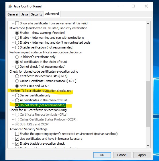 Panneau de configuration Java