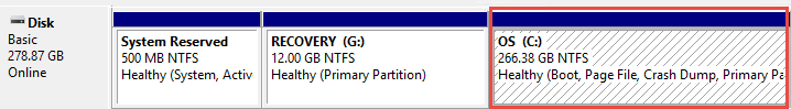 Confirm OS partition size