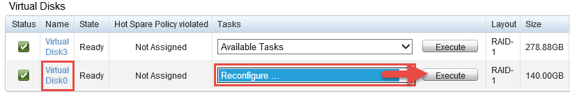 Omkonfigurer ud for virtuel disk
