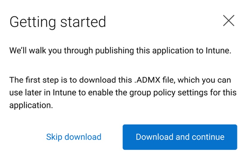 Skip download or Download and continue