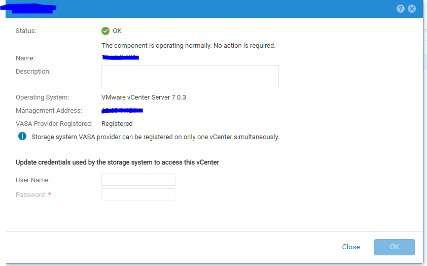 Unisphere Unity UI met vCenter-status