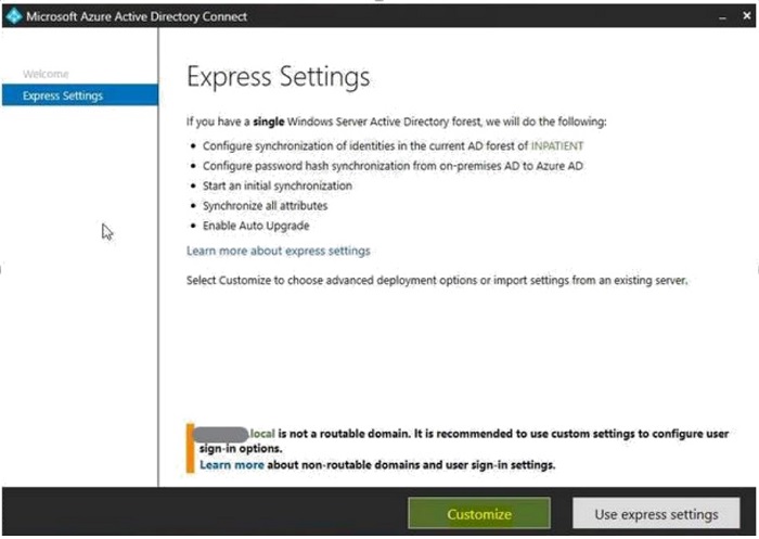 Express Settings screen