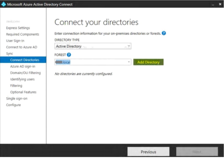 Connect directory type and forests screen