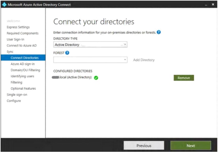 Connect directories screen with forest added