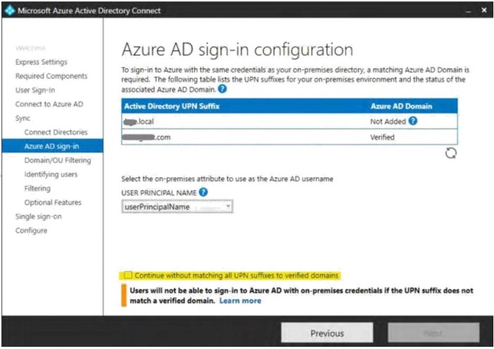 Sign-in configuration screen