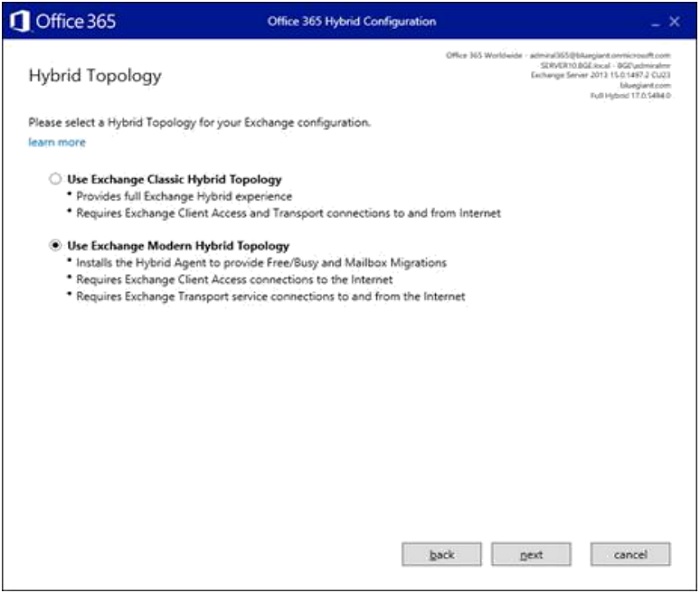 Hybrid Topology screen