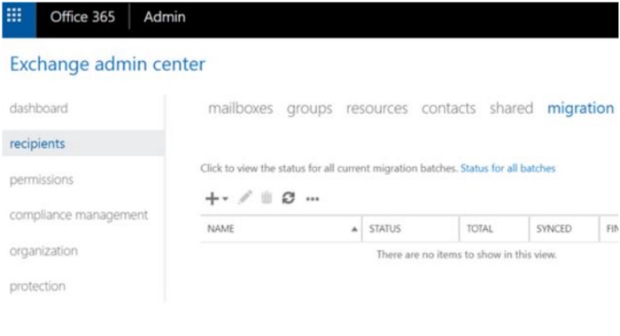 Exchange admin center