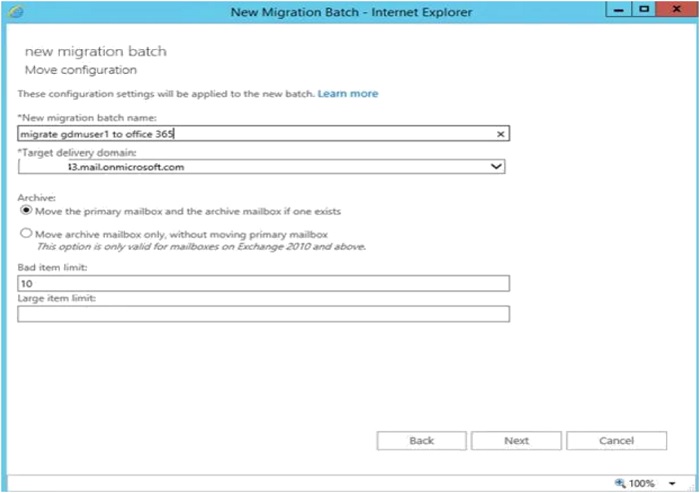 Move configuration page