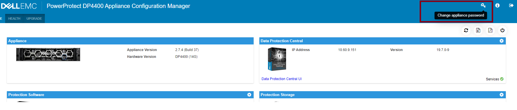 Change appliance password from ACM UI