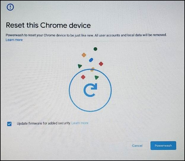 Restablezca este dispositivo Chrome