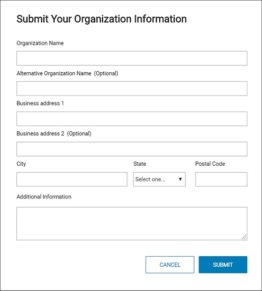 Submit your Organization Information